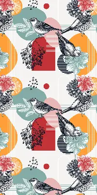 Estor opaco con diseño de pájaros