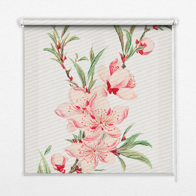 Estor decorativo en color rosa con estampado de flor