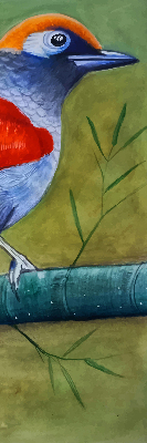 Estor opaco con diseño de un pájaro en una rama