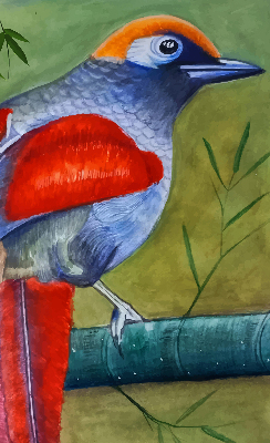 Estor opaco con diseño de un pájaro en una rama