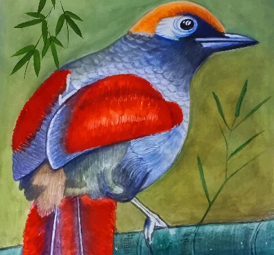 Estor opaco con diseño de un pájaro en una rama