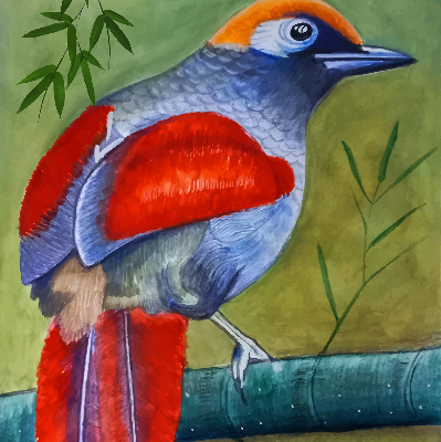Estor opaco con diseño de un pájaro en una rama