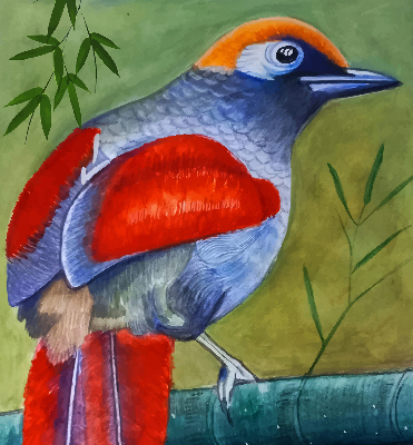 Estor opaco con diseño de un pájaro en una rama