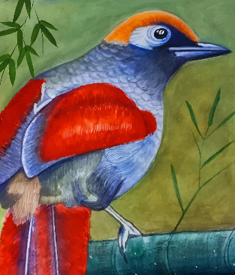 Estor opaco con diseño de un pájaro en una rama