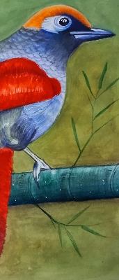 Estor opaco con diseño de un pájaro en una rama