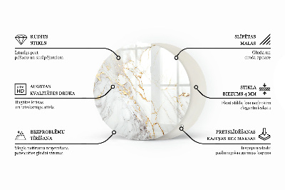 Tablero para mesa redondo con impresión Mármol con delicadas vetas