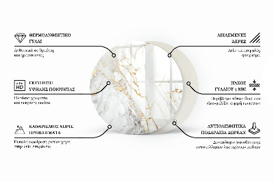 Tablero para mesa redondo con impresión Diseño que imita el mármol