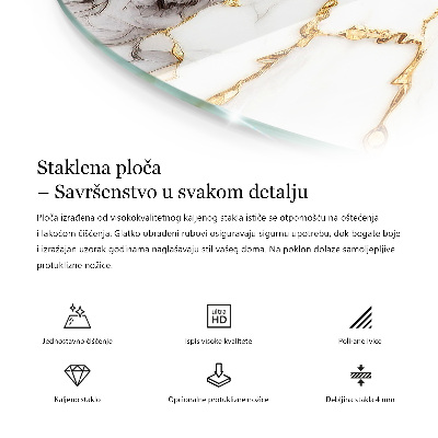 Tablero para mesa redondo con impresión Diseño que imita el mármol