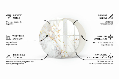 Tablero para mesa redondo con impresión Diseño que imita el mármol