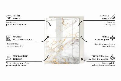 Tablero para mesa rectangular con impresión Mármol con delicadas vetas