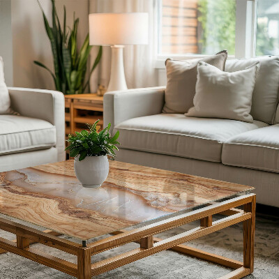 Tablero para mesa decorativo con impresión Madera en armonía con la resina