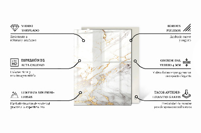 Tablero para mesa rectangular Elegante diseño de mármol