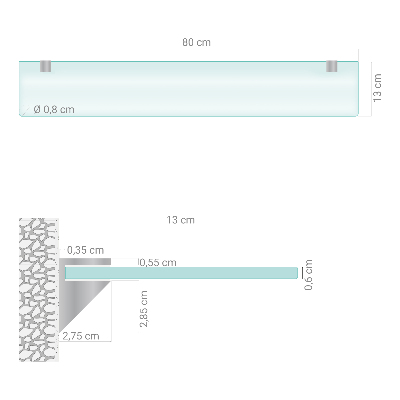 Estante de pared de vidrio Semitransparente