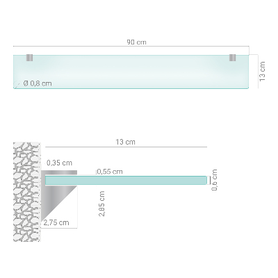 Estante de pared de vidrio Semitransparente