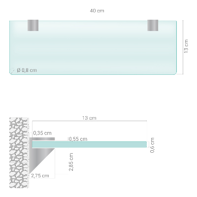 Estante de pared de vidrio Semitransparente