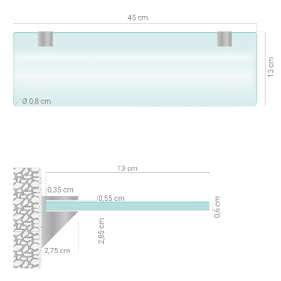 Estante de pared de vidrio Semitransparente
