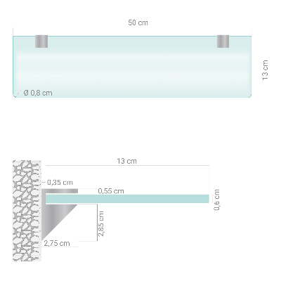 Estante de pared de vidrio Semitransparente