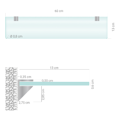 Estante de pared de vidrio Semitransparente