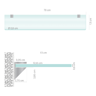 Estante de pared de vidrio Semitransparente