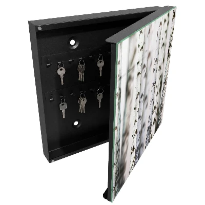 Caja de llaves con diseño de troncos de abedul