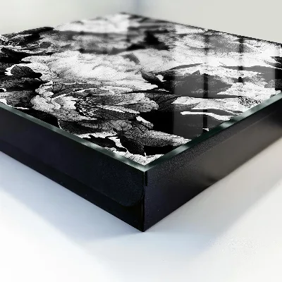 Caja de llaves Flores blancas y negras