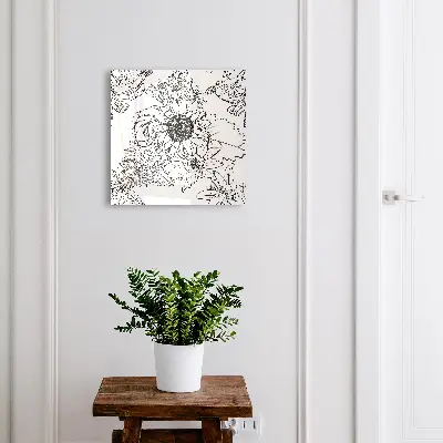 Armario llaves de pared Flores blancas y negras