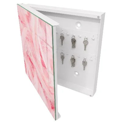 Armario llaves de pared Plumas rosas