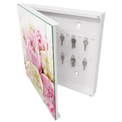 Armario llaves de pared Flores en tonos pastel