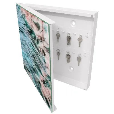 Armario llaves de pared Plumas en tonos pastel