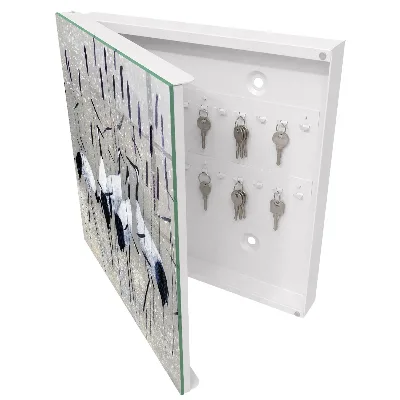 Armario llaves de pared Grullas y cañas
