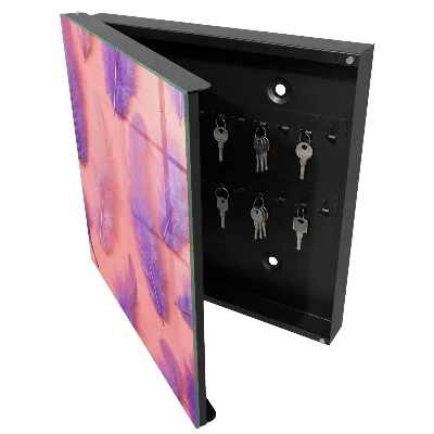 Caja de llaves Plumas moradas