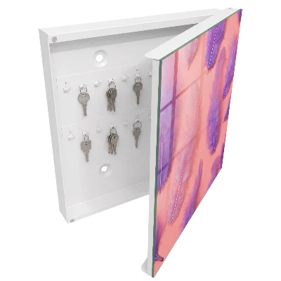 Caja de llaves Plumas moradas