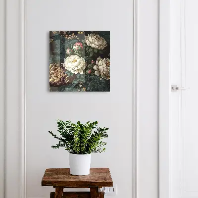Armario llaves de pared Flores de peonía