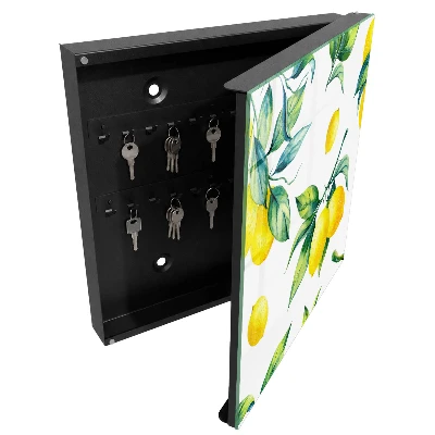 Caja para llaves con diseño de limones en acuarela