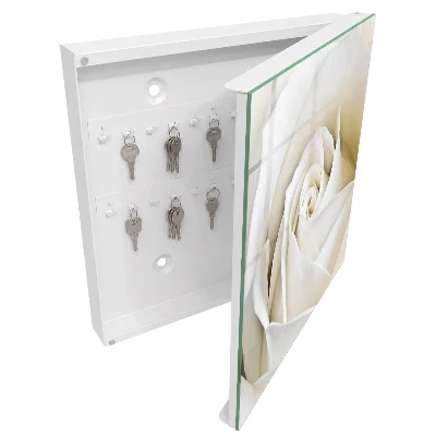 Armario llaves de pared Rosa blanca