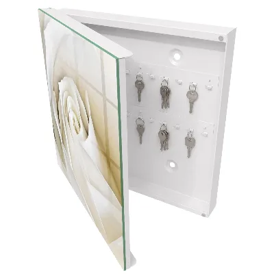 Armario llaves de pared Rosa blanca