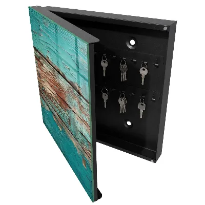 Armario llaves de pared Madera turquesa