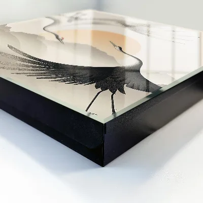 Caja de llaves Grullas japonesas con el sol naciente de fondo.