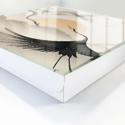 Caja de llaves Grullas japonesas con el sol naciente de fondo.
