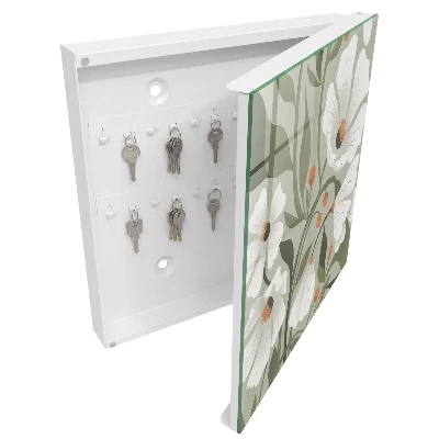 Armario llaves de pared Flores beige