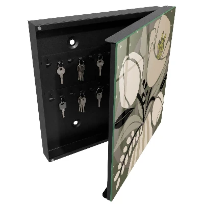 Armario llaves de pared Flores beige