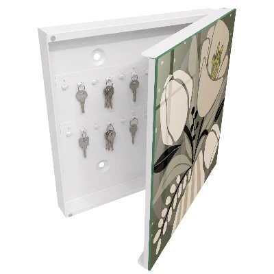 Armario llaves de pared Flores beige