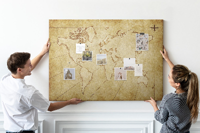 Mapa del mundo, arte de pared, mapa de alfiler, tablero de corcho