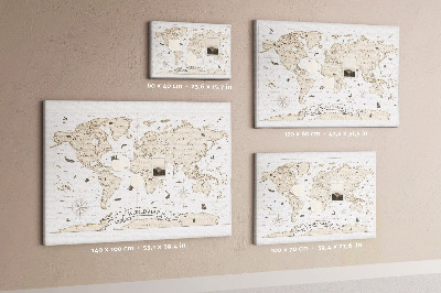 Tablón de corcho Mapa mundial vintage