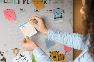 Tablero de corcho Planificador con animales