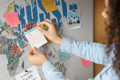 Tablero de corcho Mapa textual del mundo