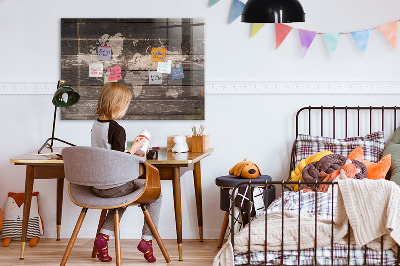 Pizarra magnética infantil Mapa mundial en madera.