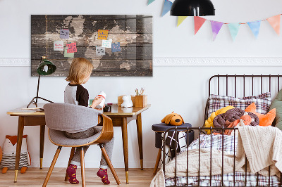 Pizarra magnética infantil Mapa mundial en madera.