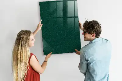 Pizarra blanca magnética con diseño de patrón de hojas lineales