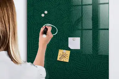 Pizarra blanca magnética con diseño de patrón de hojas lineales